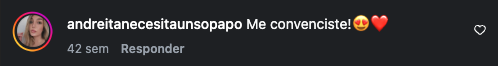 Comentario de una clienta en Instagram