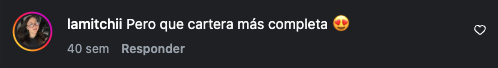 Comentario de una clienta en Instagram