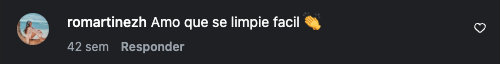 Comentario de una clienta en Instagram