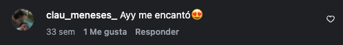 Comentario de una clienta en Instagram