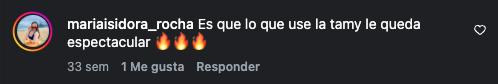 Comentario de una clienta en Instagram