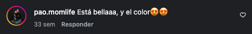 Comentario de una clienta en Instagram